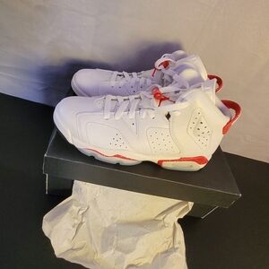 Nike Kids White and Red High-Top Sneakers